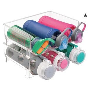 mDesign Stackable Plastic 3 Bottle Refrigerator Wine Rack - 4 Pack